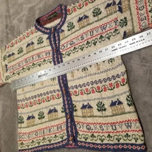 Vintage Bushwacker USA Womens Jacquard Knit Toggle Cardigan Sweater Size 12 - Picture 4 of 6